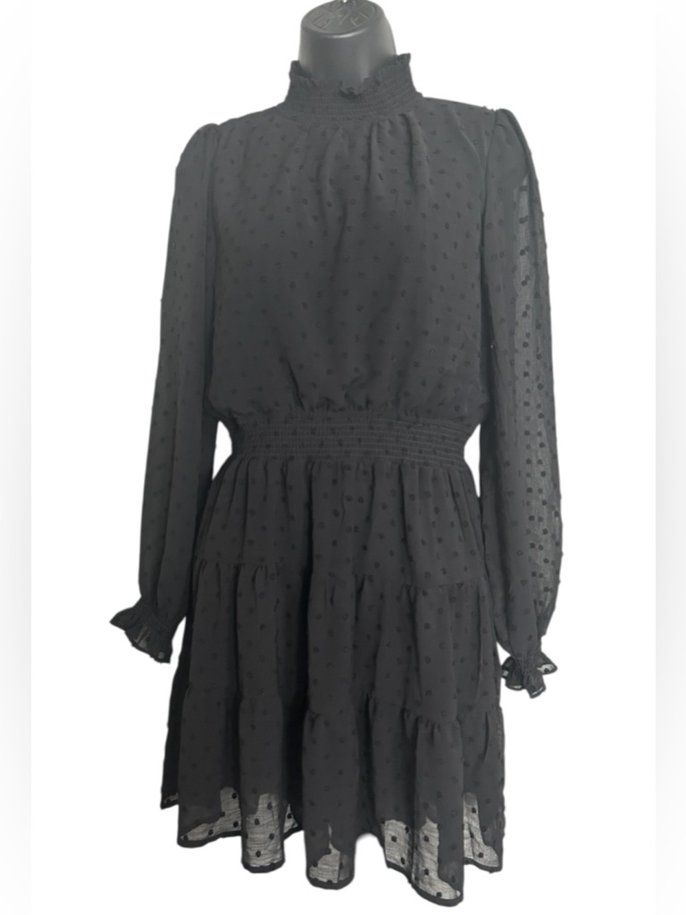 Sweet WandererBlack Swiss Dot Long Sleeve Dress - size Med